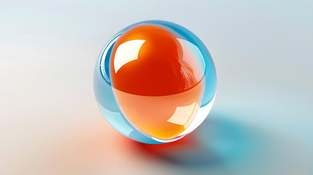 Modern 3D sphere with orange and blue elements in abstract designの素材