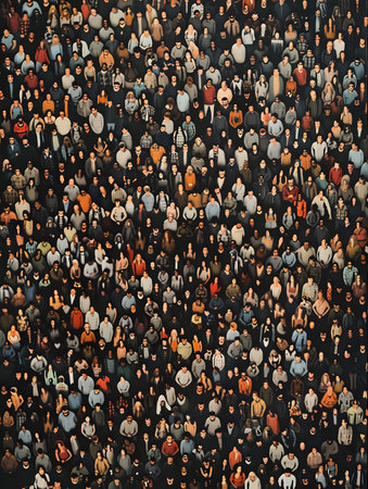 Observing a Wide Array of People Gathered from a Higher Vantage Pointの素材