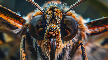 Close-up of Colorful Insect with Detailed Eyes and Antennaeの素材