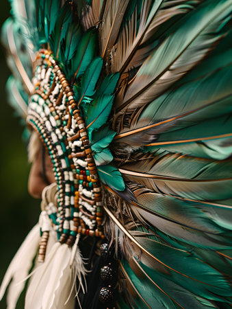 Feathered Headdress, Native American Culture, CloseUp Viewの素材
