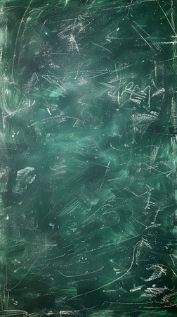 Abstract Green Chalkboard with Eraser Marks Backgroundの素材