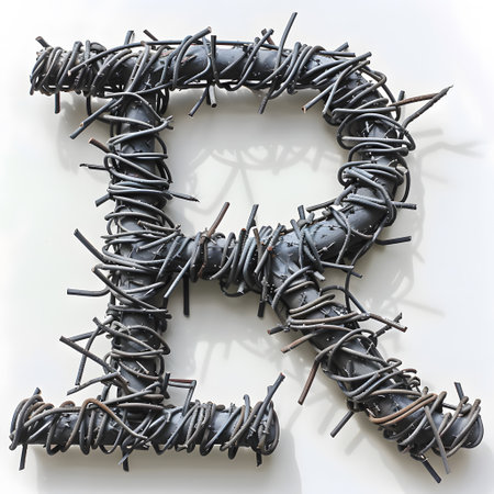 the letter r is made out of barbed wireの素材
