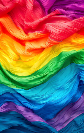 Vibrant Rainbow Colored Fabric Waves - Abstract Backgroundの素材