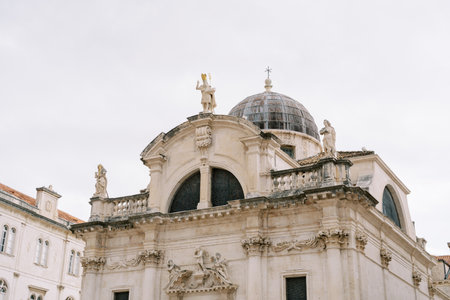 Statues on the roof of the Church of St. Blaise. Dubrovnik, Croatia. High quality photoの写真素材