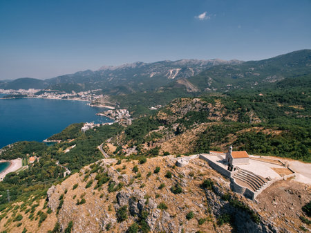 Observation deck of the Church of St. Sava in the mountains. Montenegro
