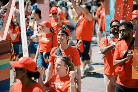 Toronto, Canada - June 29, 2025: Supporters dressed in fiery scarlet showcase collective