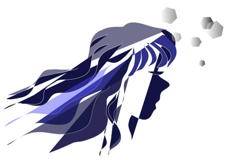 vector illustrator hair collor style womenのイラスト素材