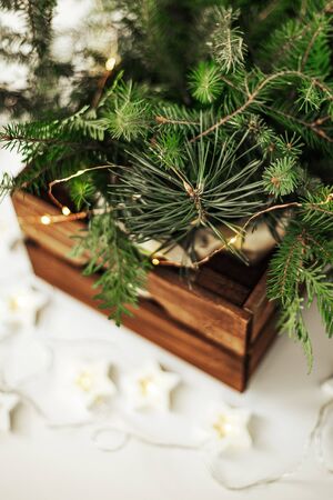 Wooden shabby rustic boxの写真素材