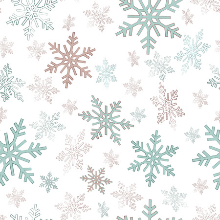 Seamless pattern of swirling in the air  snowflakes on a white backgroundのイラスト素材