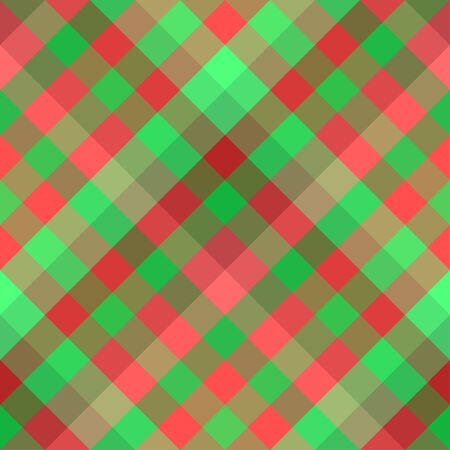 Seamless checkered pattern with diagonal red and green stripes and diamonds for Christmas and new yearのイラスト素材