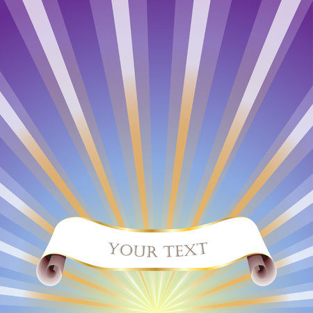 Scroll on a blue and purple background of sunlightのイラスト素材