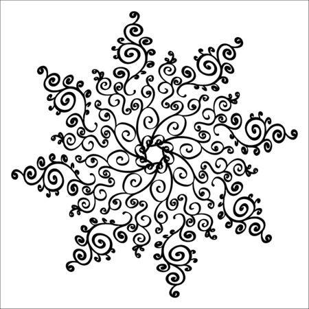 A circular pattern of hand drawn swirls and spiralsのイラスト素材