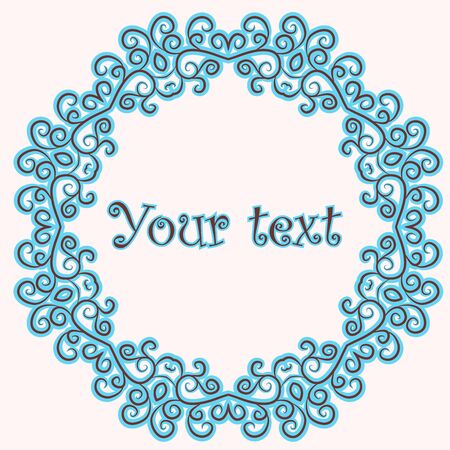 Round frame for text or the circular lace pattern with hand drawn swirls and spiralsのイラスト素材