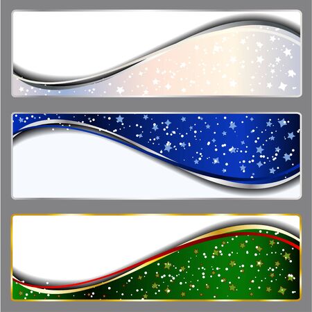 wavy silver and gold banners setのイラスト素材