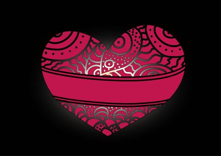 patterned heart on a black backgroundのイラスト素材