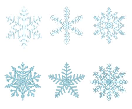6 blue snowflakesのイラスト素材