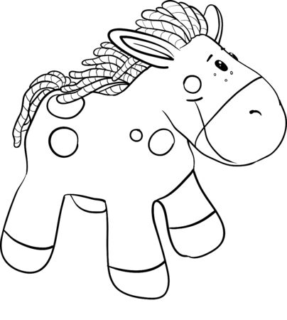 black and white plush toy horseのイラスト素材