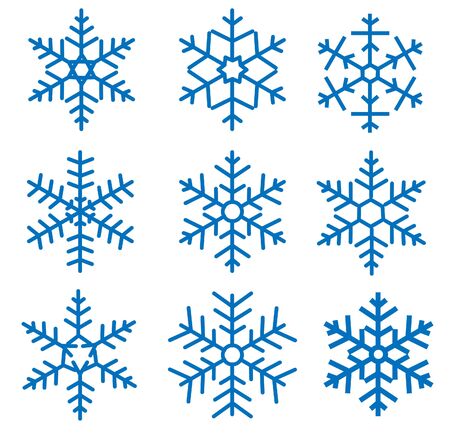 set of simple snowflakesのイラスト素材