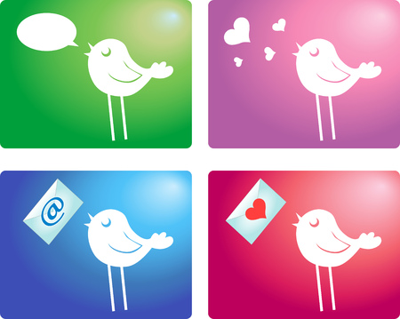 Set of birds with love letters and messages vectorのイラスト素材