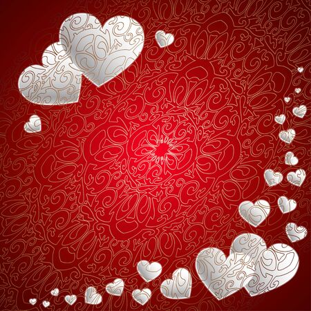 happy Valentine's Day background with patterned weavingのイラスト素材