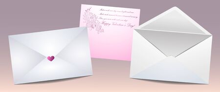 White envelopes with wishes for a Happy Valentine's day!のイラスト素材