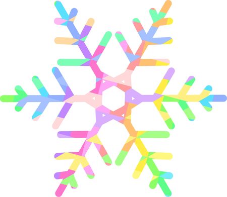 Bright rainbow snowflake with a pattern of colored trianglesのイラスト素材