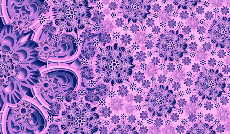 Greeting card for the new year. Blue-pink snowflakes on  pink background. Christmas background.の写真素材