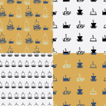 Pattern with candles, hand drawn. Vectorのイラスト素材
