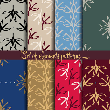 Vector seamless pattern with leaf's silhouettes. Hand drawn.のイラスト素材