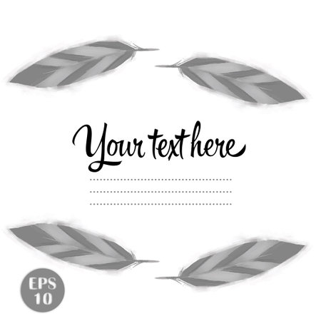 Post card with feather. Hand drawn, vector, eps 10のイラスト素材