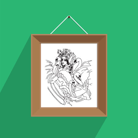Frame for a picture of a girl and swansのイラスト素材