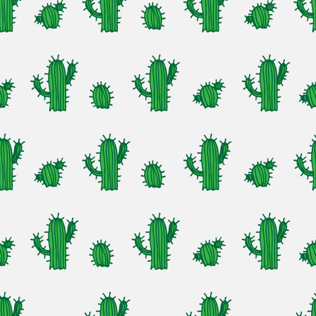 Seamless illustration background pattern with cactus in vectorのイラスト素材