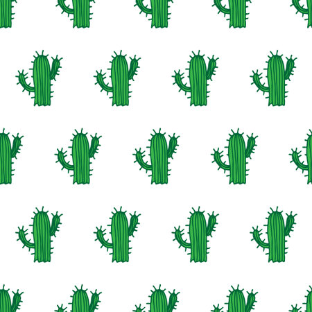 Seamless illustration background pattern with cactus in vectorのイラスト素材