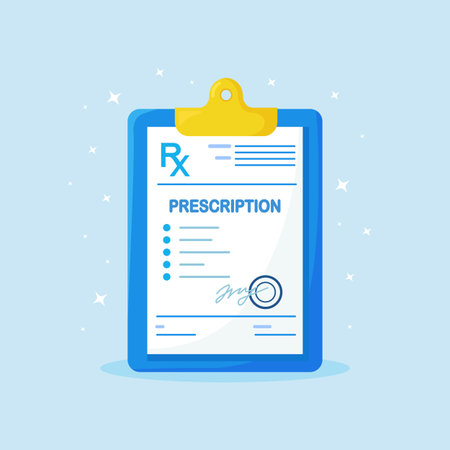 RX prescription form. Painkiller medication prescription. Pharmaceutical industry, therapy drugs.のイラスト素材
