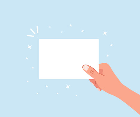 Human hand holding blank business cardのイラスト素材