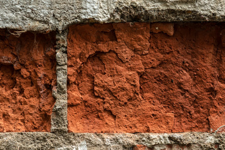 Texture of an old abandoned brick wall. Brown old brick close upの写真素材