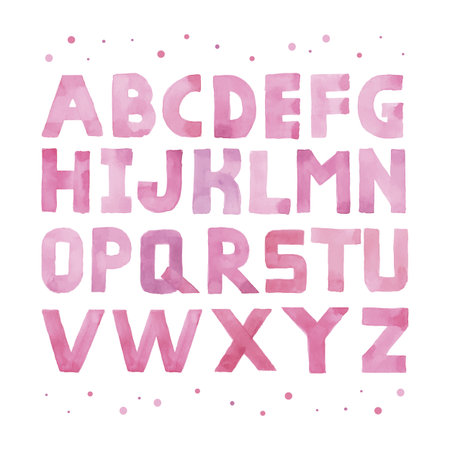 Watercolor hand drawn alphabet letters on white backgraundのイラスト素材