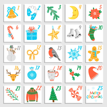 Vector Christmas advent calendar design.のイラスト素材