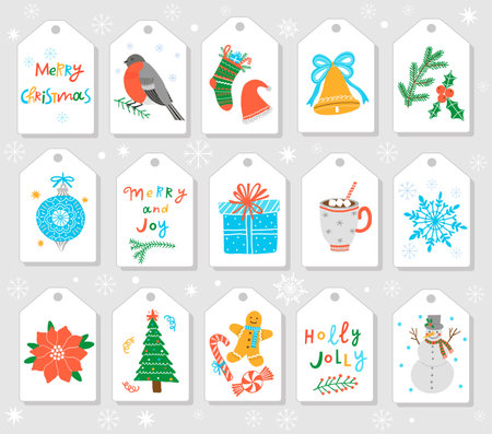 Christmas gift tags and labels vector template.のイラスト素材