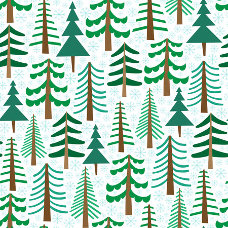 A Vector seamless pattern with Christmas trees on white background