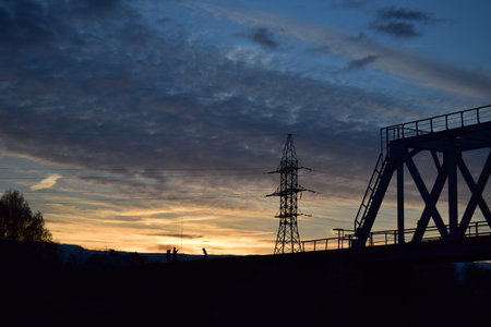 russian sunset bridgeの写真素材