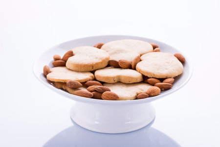 Creamy dessert with grains of white and dark chocolateの写真素材