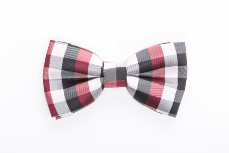 Purplee bow tie isolated on white backgroundの写真素材
