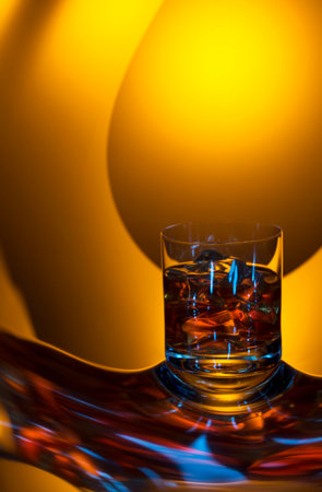 nice glass of cognac on the original reflectionの写真素材