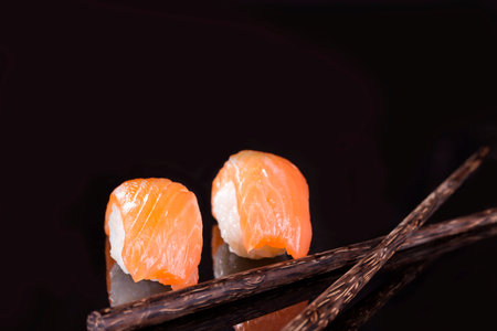 Japanese food on a black backgroundの写真素材
