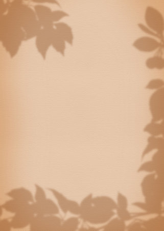 Vertical background with shadow overlay and beige watercolor paper texture. Hand drawn image template with copy space. Ideal for neutral aesthetic social media backdrop and web marketing design.の写真素材