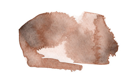 Watercolor stain in the 2025 color of the year Mocha Mousse. Hand drawn gradient effect template with elegant warm brown tone. Perfect for creating trendy graphic resource and stylish web design.の写真素材