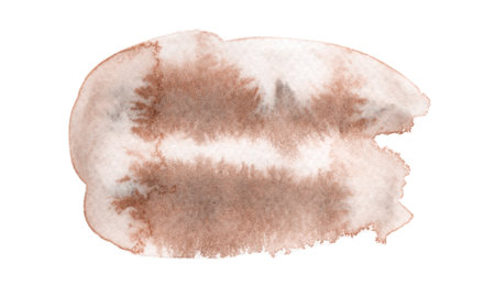 Watercolor stain in the 2025 color of the year Mocha Mousse. Hand drawn gradient effect template with elegant warm brown tone. Perfect for creating trendy graphic resource and stylish web design.の写真素材