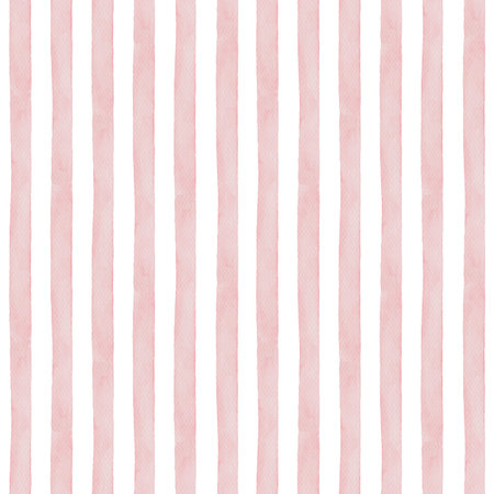 Watercolor thin pink stripes on white background seamless pattern. Hand drawn textile design with simple brush texture and bright color. Ideal for summer fabric or wallpaper and creative project.の写真素材