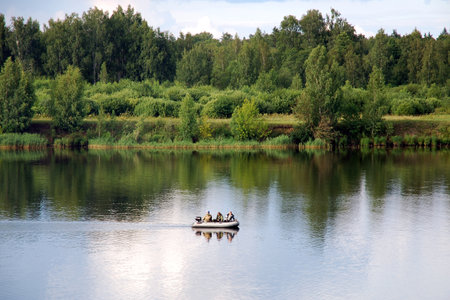 Moscow 06/06/2019 Red traffic light, truck passing through toll gate behind itのeditorial素材